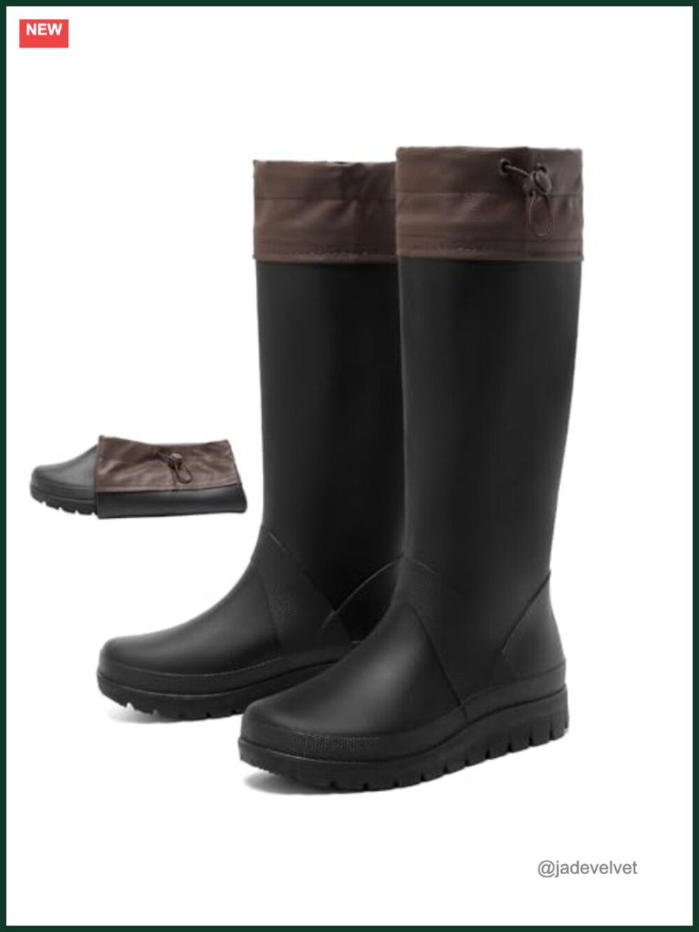Women's Knee-High Rain Boots Waterproof PVC Rubber Slip-Resistant Tall Wellies
